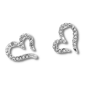 Crystal Heart Stud Earrings
