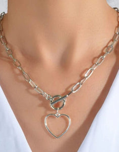 Silver Heart Chain Necklace